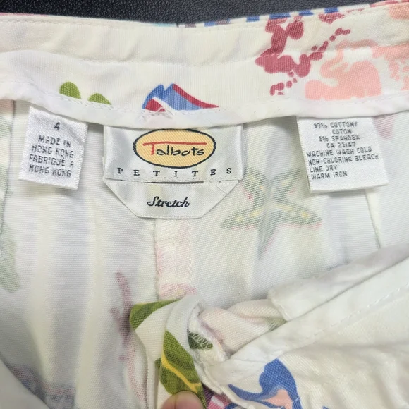 Talbots Petites Stretch Tropical Fish Print Pants – Size 4 - Picture 2 of 10